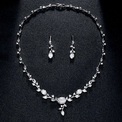 Seraphina - Cubic Zirconia Silver Vine Bridal Jewelry Set