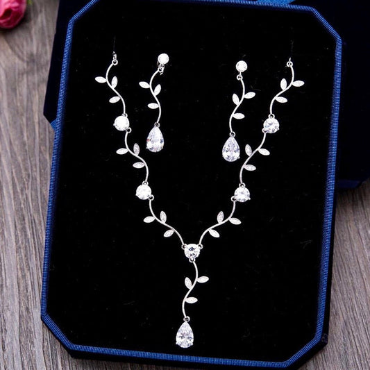 Selycia - CZ Vine Bridal Jewelry Set - Available in Silver, Rose Gold and Yellow Gold