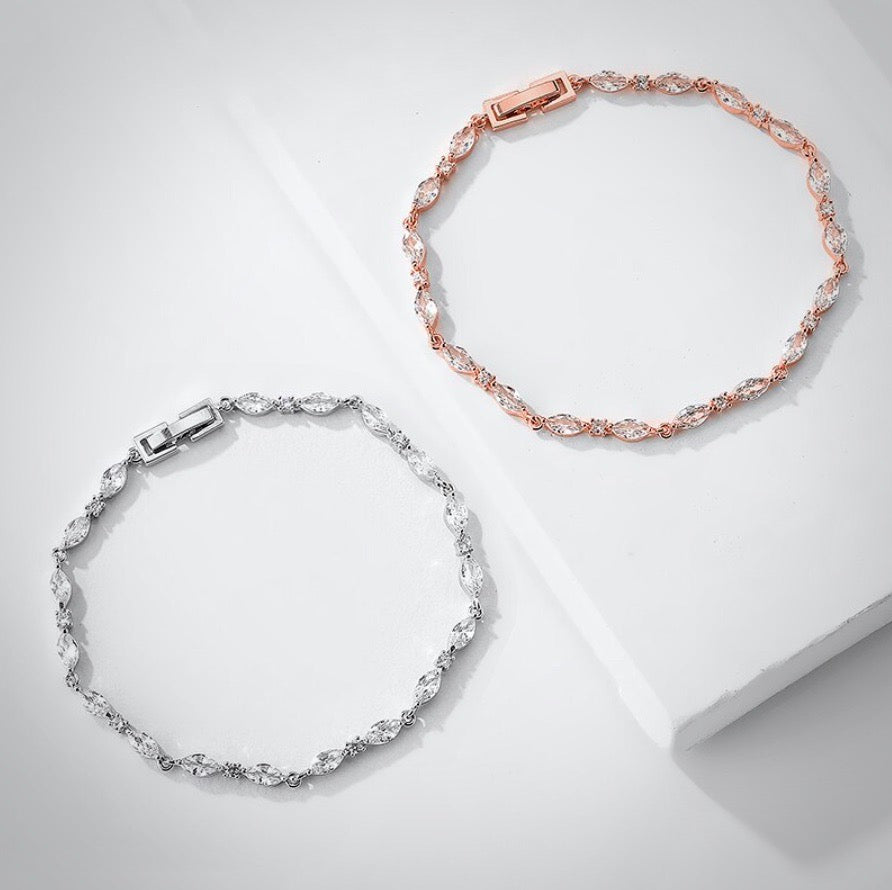 Elmira - Silver Cubic Zirconia Bridal Three-Piece Jewelry Set - Available in Silver and Rose Gold
