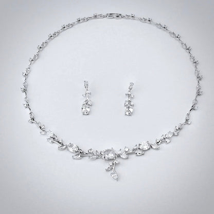 Seraphina - Cubic Zirconia Silver Vine Bridal Jewelry Set