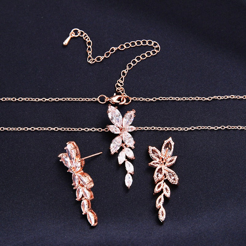Vivienne - Cubic Zirconia Bridal Jewelry Set - Available in Silver, Rose Gold and Yellow Gold