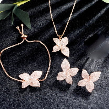 "Zinnia" - Cubic Zirconia Bridal Jewelry Set - Available in Silver, Rose Gold and Yellow Gold
