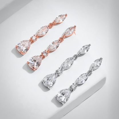 Elmira - Silver Cubic Zirconia Bridal Three-Piece Jewelry Set - Available in Silver and Rose Gold
