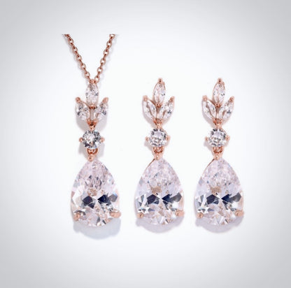 "Bella" - Cubic Zirconia Bridal Jewelry Set - Available in Silver, Rose Gold and Yellow Gold