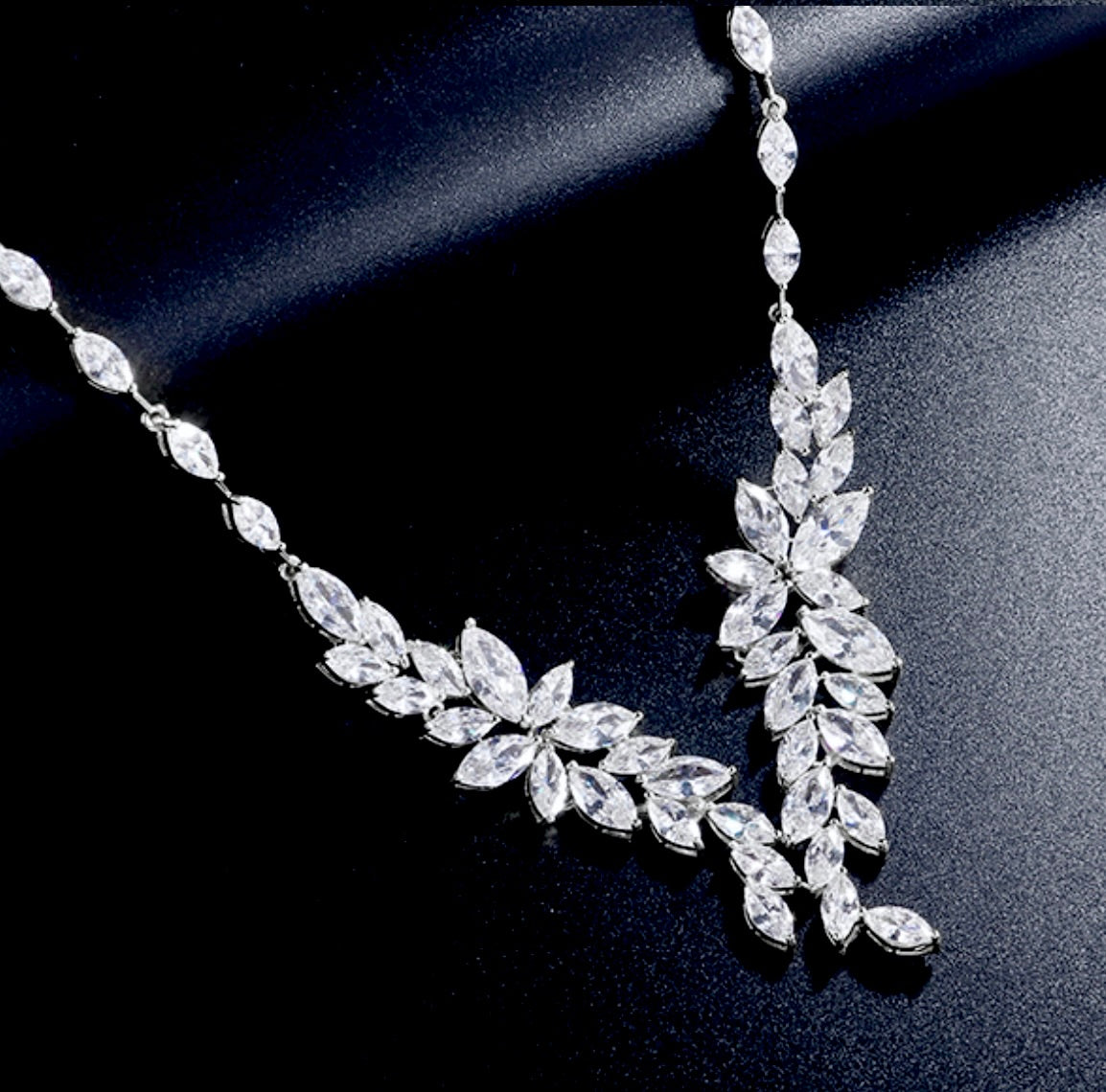 Vivienne - Luxury CZ Bridal Necklace and Earrings Set - Available in Silver, Rose Gold and Yellow Gold