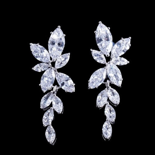 Vivienne - Luxury CZ Bridal Necklace and Earrings Set - Available in Silver, Rose Gold and Yellow Gold