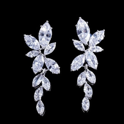 Vivienne - Luxury CZ Bridal Necklace and Earrings Set - Available in Silver, Rose Gold and Yellow Gold