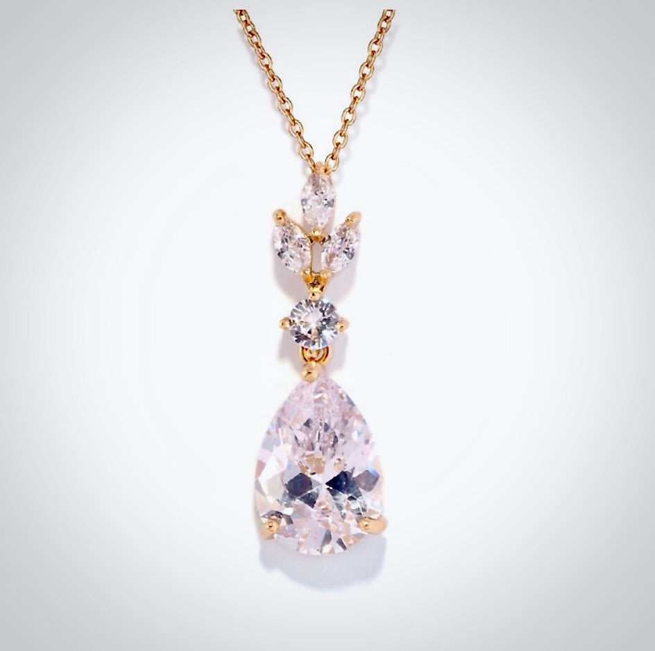 "Bella" - Cubic Zirconia Bridal Jewelry Set - Available in Silver, Rose Gold and Yellow Gold