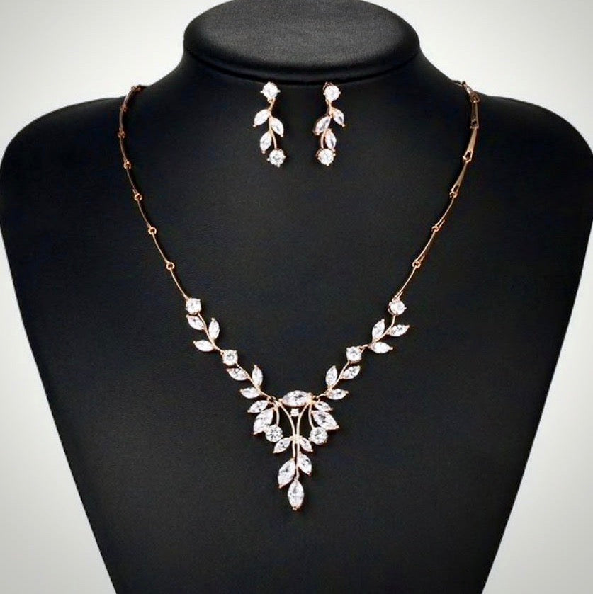 Jillian - Cubic Zirconia Bridal Jewelry Set - Available in Silver and Gold