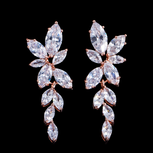 Vivienne - Luxury CZ Bridal Necklace and Earrings Set - Available in Silver, Rose Gold and Yellow Gold