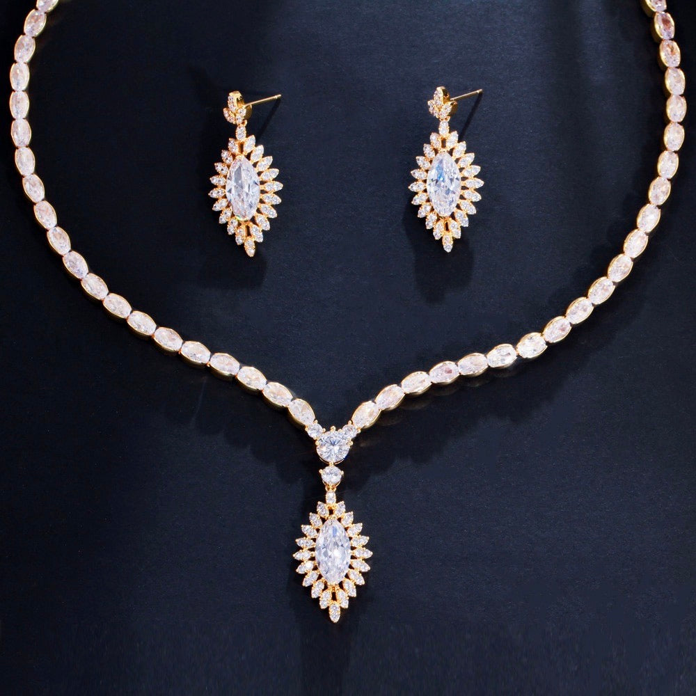 Luella - Cubic Zirconia Bridal Jewelry Set - Available in Silver and Gold