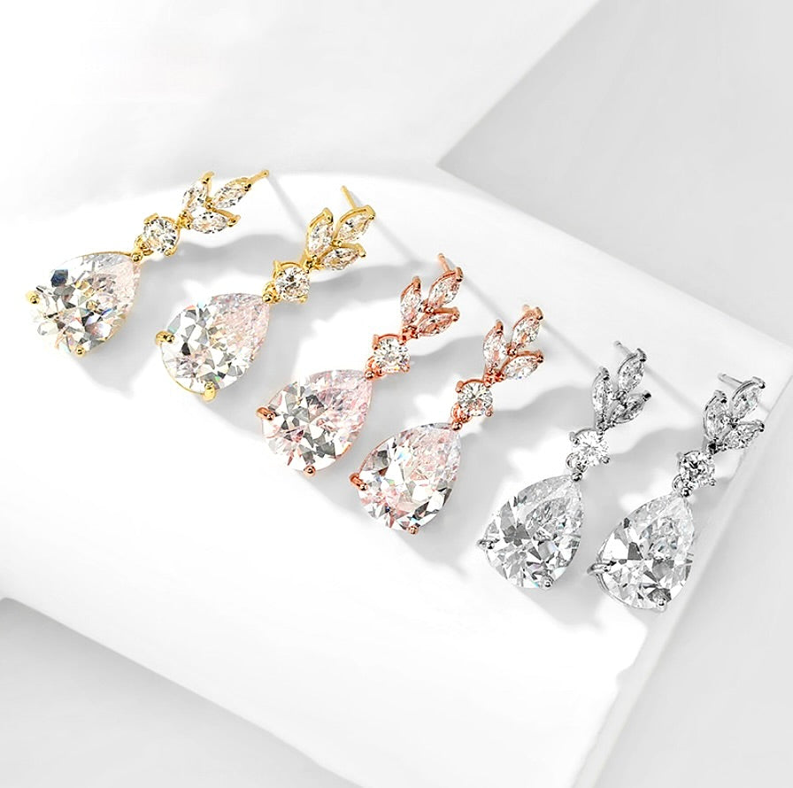 "Bella" - Cubic Zirconia Bridal Jewelry Set - Available in Silver, Rose Gold and Yellow Gold