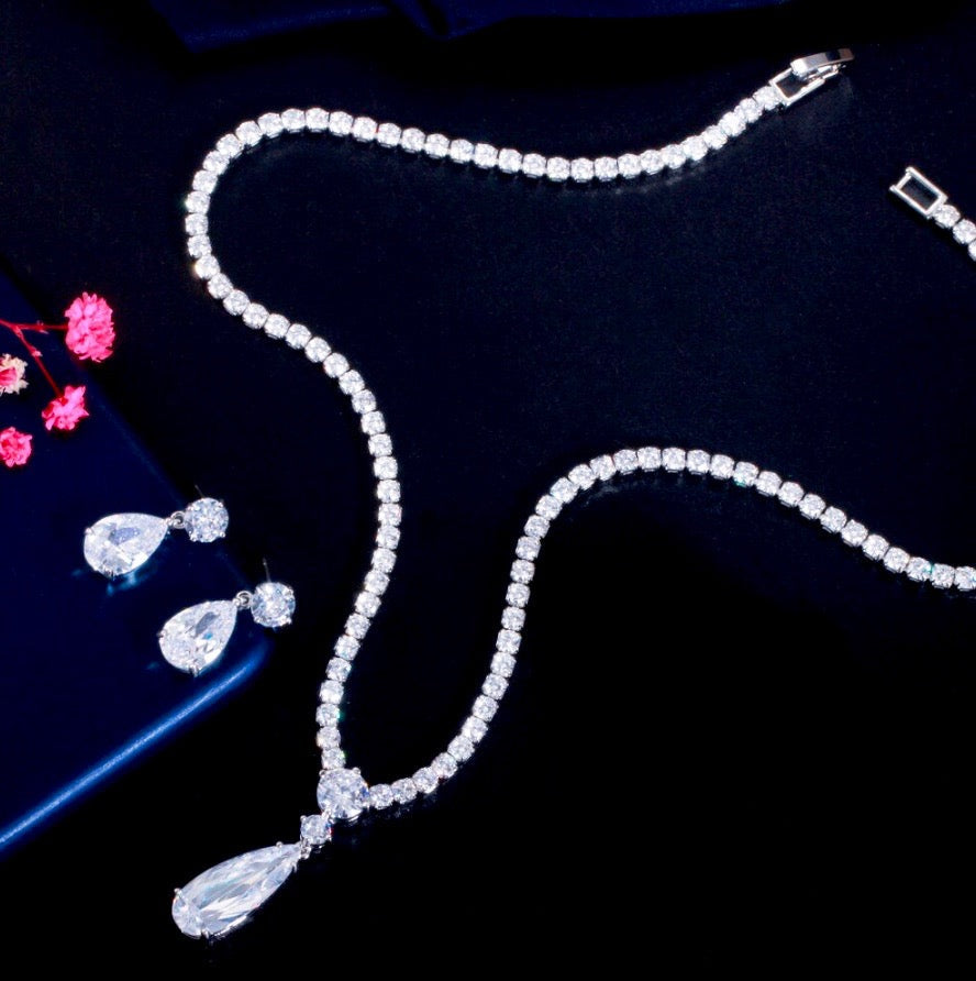 Desiree - Silver Cubic Zirconia Bridal Jewelry Set - More Colors