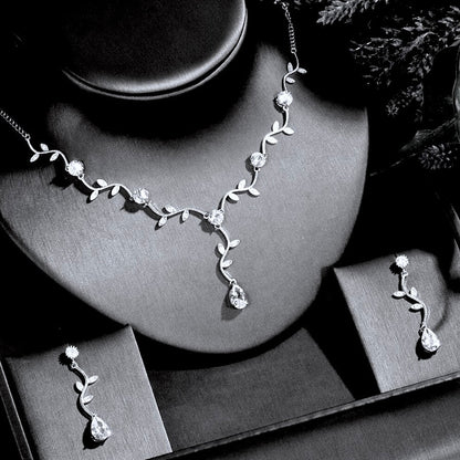 Selycia - CZ Vine Bridal Jewelry Set - Available in Silver, Rose Gold and Yellow Gold