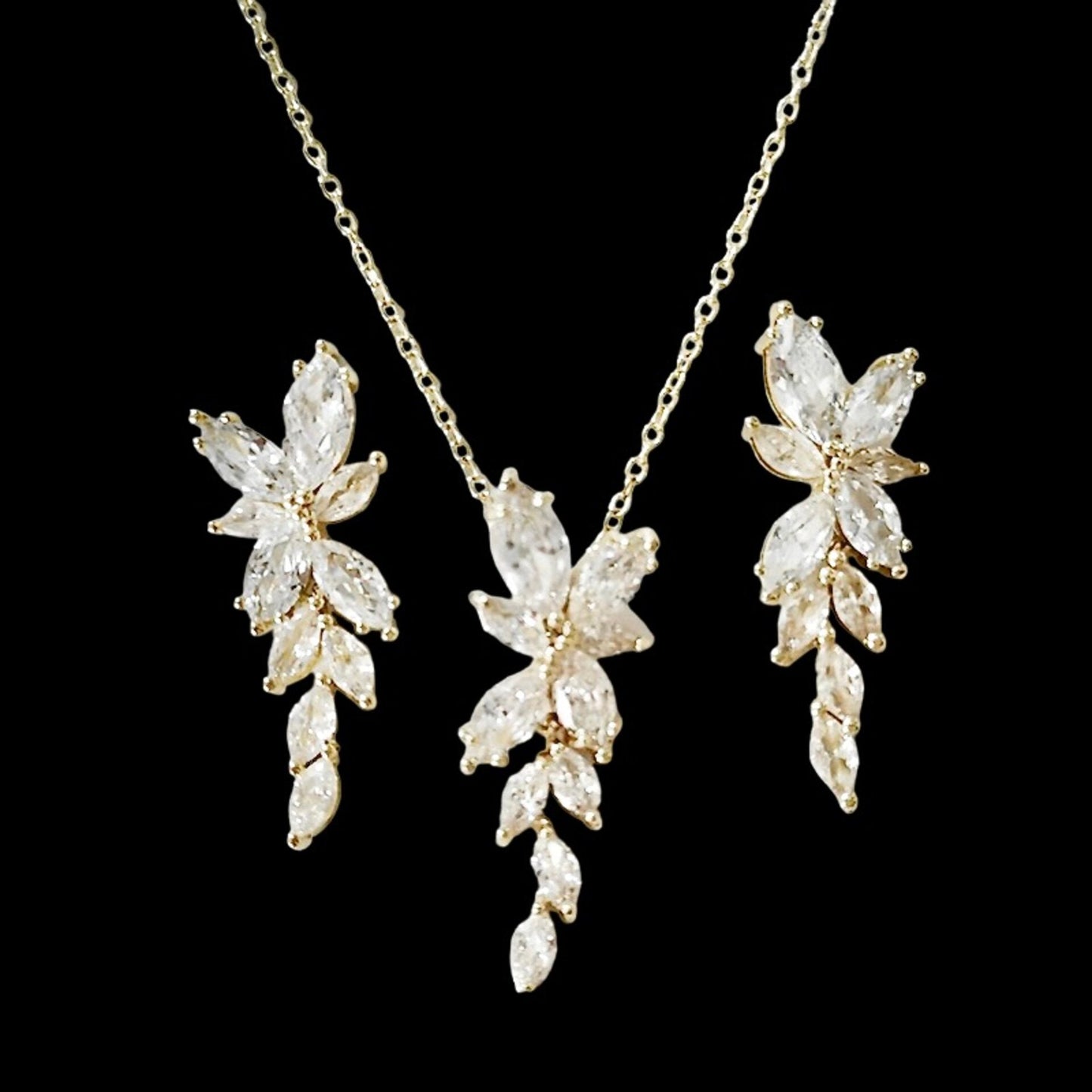 Vivienne - Cubic Zirconia Bridal Jewelry Set - Available in Silver, Rose Gold and Yellow Gold