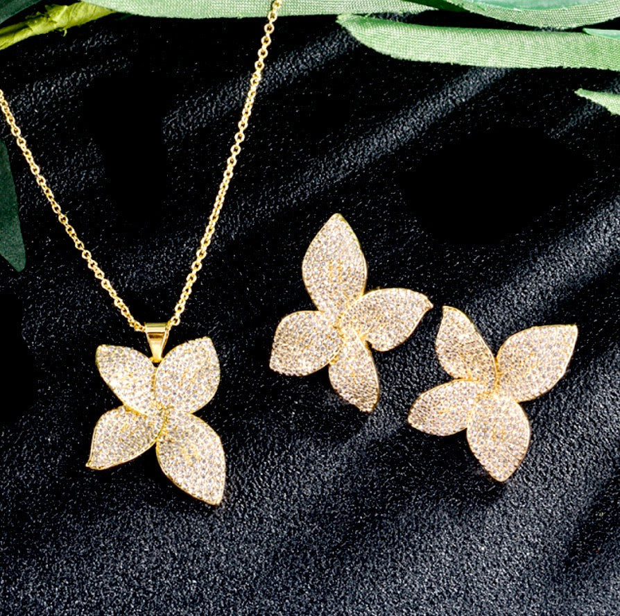 "Zinnia" - Cubic Zirconia Bridal Jewelry Set - Available in Silver, Rose Gold and Yellow Gold