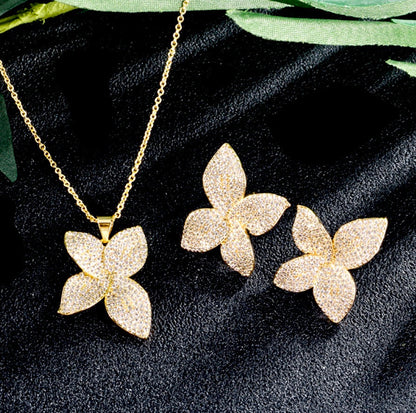 "Zinnia" - Cubic Zirconia Bridal Jewelry Set - Available in Silver, Rose Gold and Yellow Gold