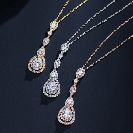 Amalfi - Cubic Zirconia Bridal Necklace - Available in Silver, Rose Gold and Yellow Gold