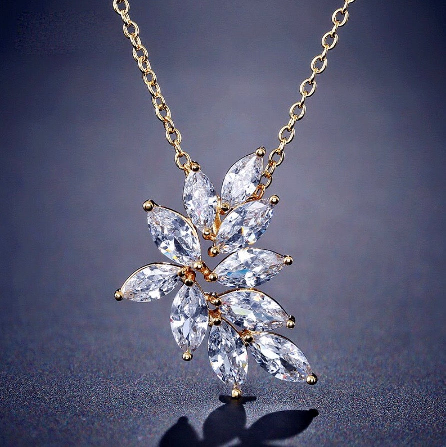 Poppy - Cubic Zirconia Bridal Necklace - Available in Silver, Rose Gold and Yellow Gold