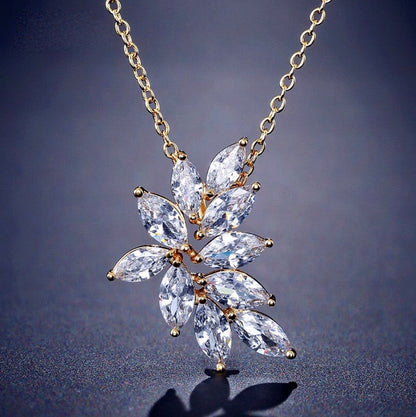 Poppy - Cubic Zirconia Bridal Necklace - Available in Silver, Rose Gold and Yellow Gold