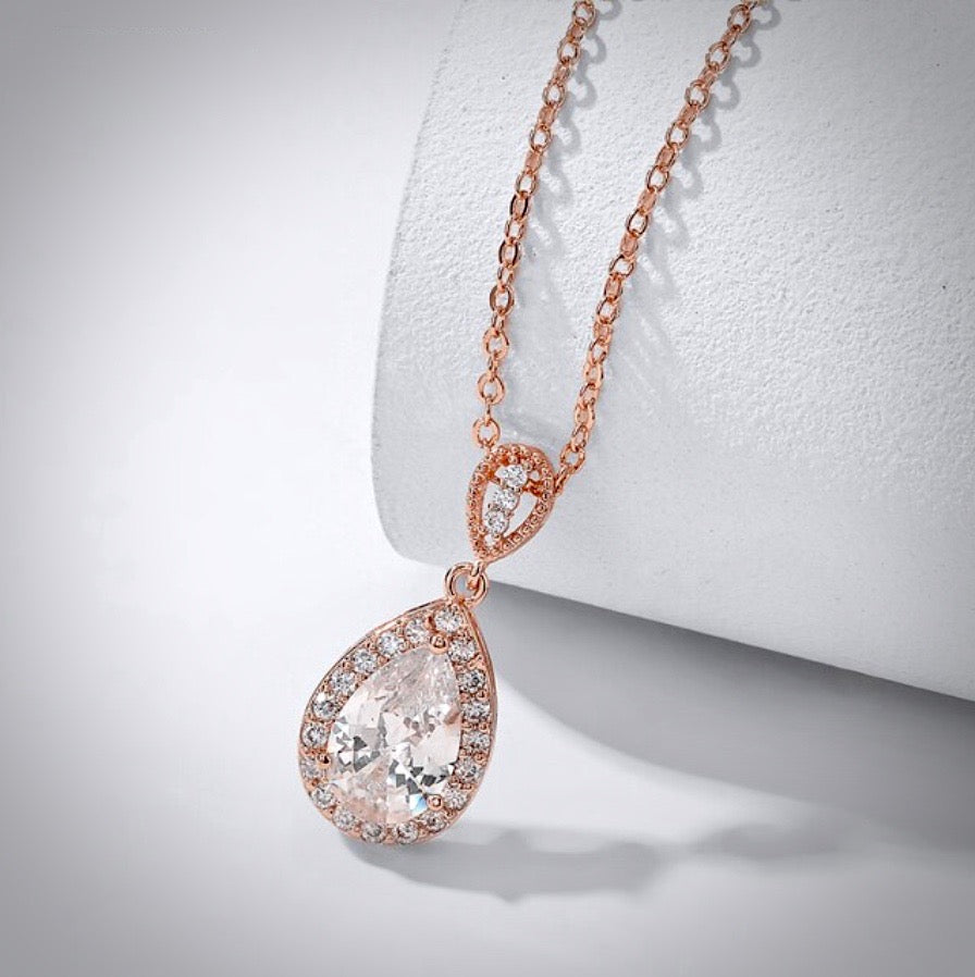 "Isabel" - Cubic Zirconia Bridal Jewelry Set - Available in Silver, Rose Gold and Yellow Gold