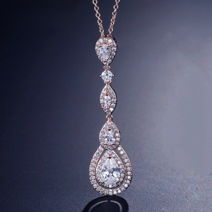 Amalfi - Cubic Zirconia Bridal Necklace - Available in Silver, Rose Gold and Yellow Gold