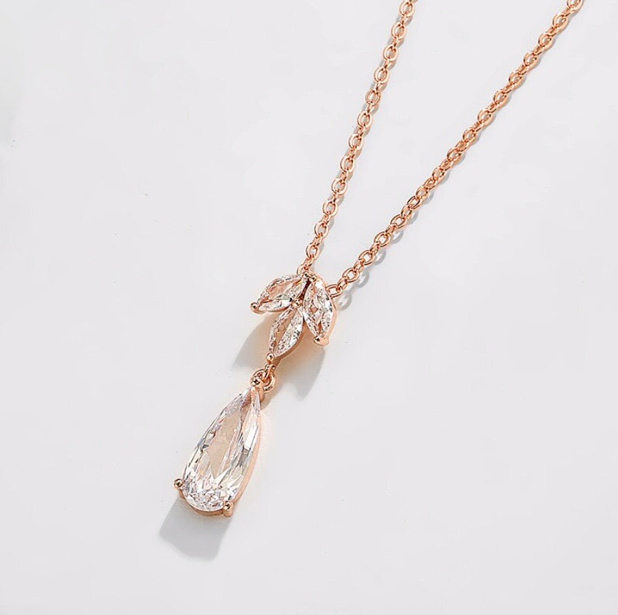 Solange - Cubic Zirconia Bridal Necklace - Available in Silver, Rose Gold and Yellow Gold