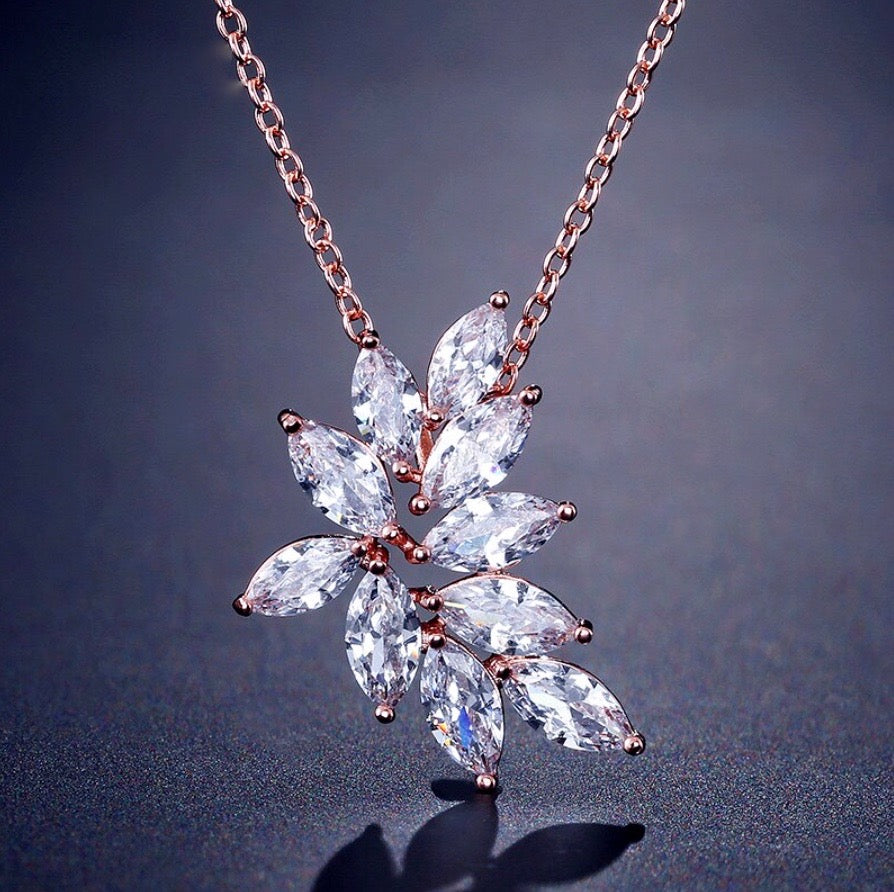 Poppy - Cubic Zirconia Bridal Necklace - Available in Silver, Rose Gold and Yellow Gold
