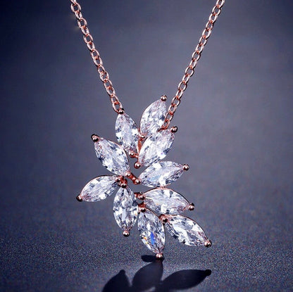 Poppy - Cubic Zirconia Bridal Necklace - Available in Silver, Rose Gold and Yellow Gold