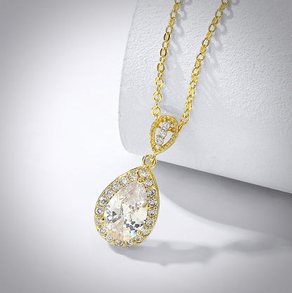 "Isabel" - Cubic Zirconia Bridal Necklace - Available in Silver, Rose Gold and Yellow Gold