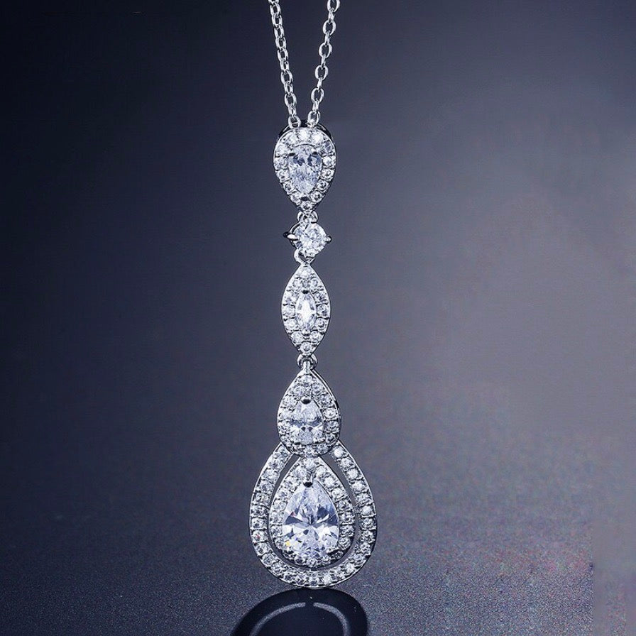 Amalfi - Cubic Zirconia Bridal Necklace - Available in Silver, Rose Gold and Yellow Gold