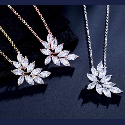 Poppy - Cubic Zirconia Bridal Necklace - Available in Silver, Rose Gold and Yellow Gold