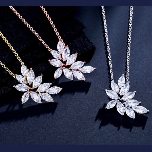 Poppy - Cubic Zirconia Bridal Necklace - Available in Silver, Rose Gold and Yellow Gold