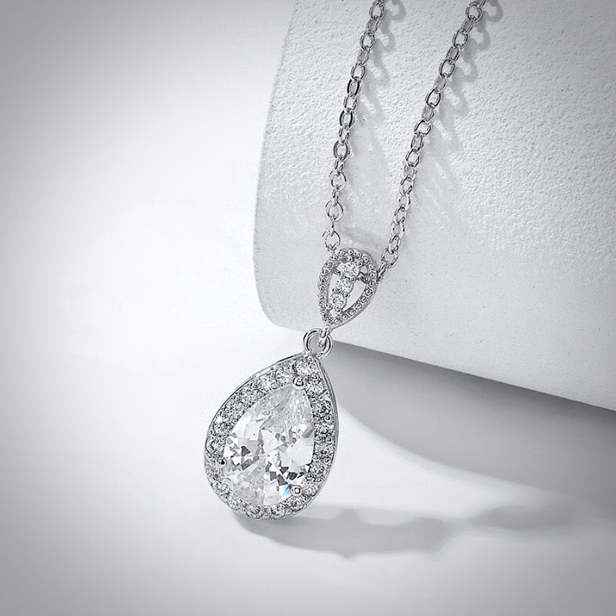 "Isabel" - Cubic Zirconia Bridal Necklace - Available in Silver, Rose Gold and Yellow Gold