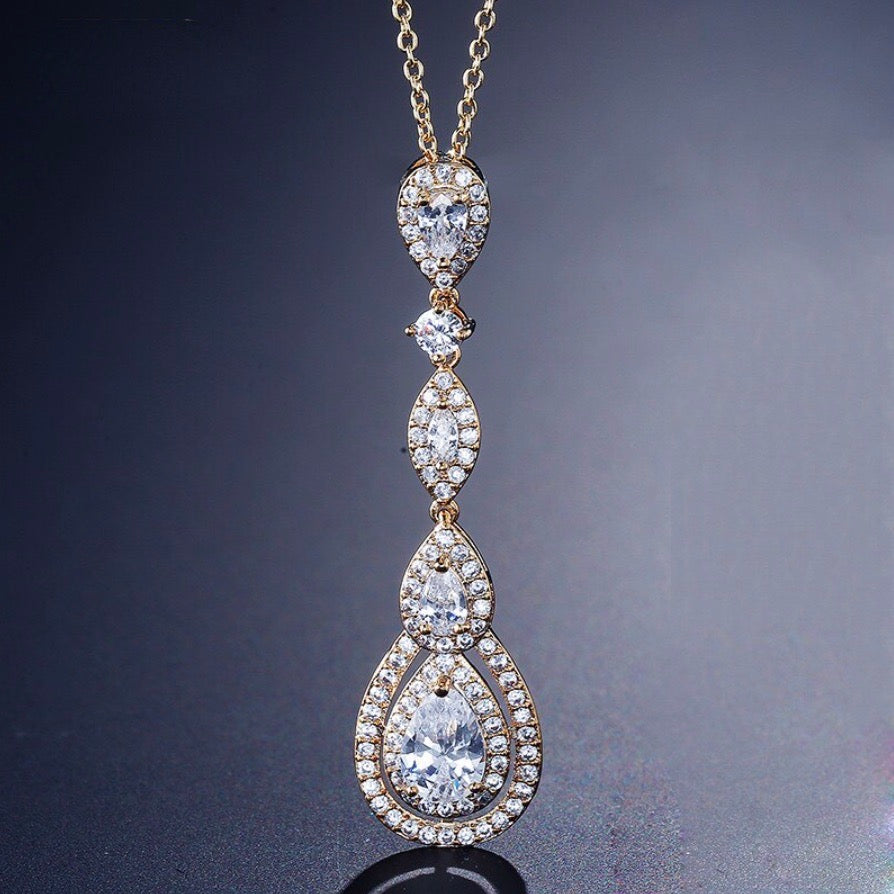 Amalfi - Cubic Zirconia Bridal Necklace - Available in Silver, Rose Gold and Yellow Gold