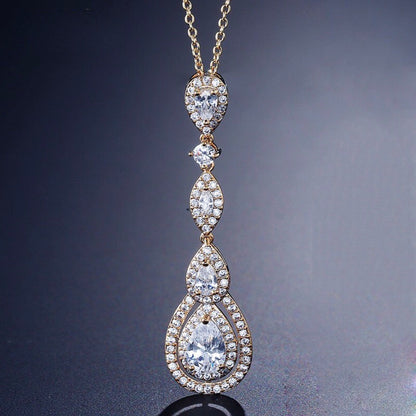 Amalfi - Cubic Zirconia Bridal Necklace - Available in Silver, Rose Gold and Yellow Gold