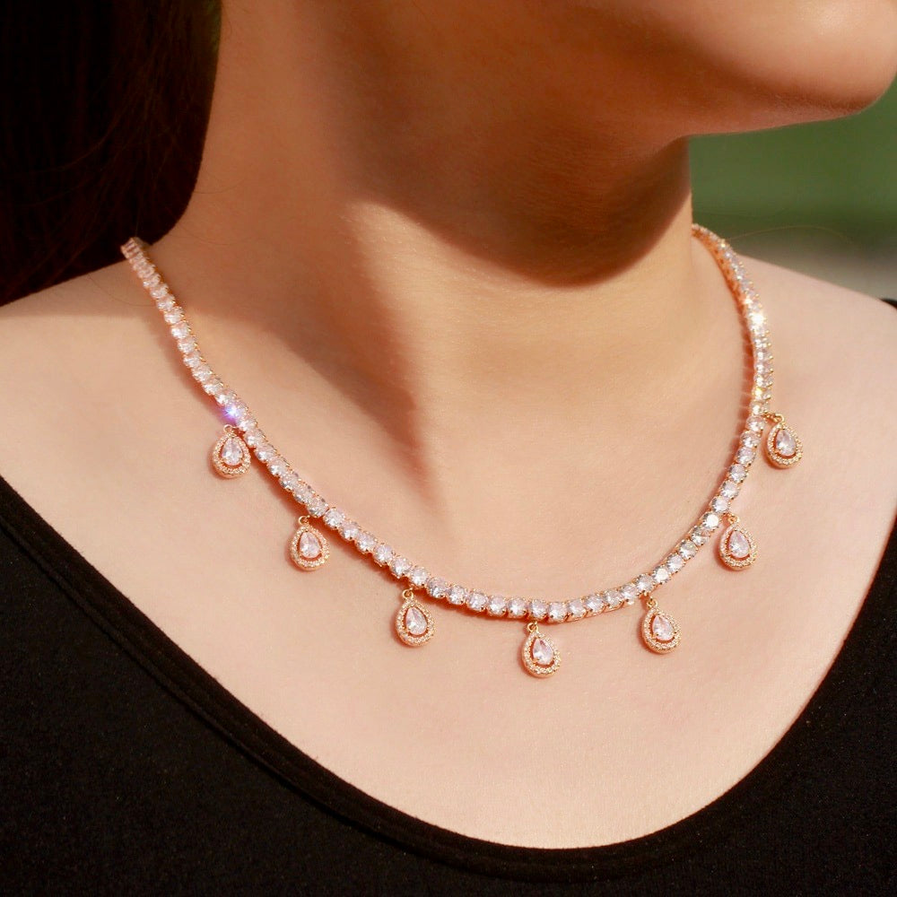 "Ilana" - Cubic Zirconia Bridal Necklace - Available in Silver and Gold