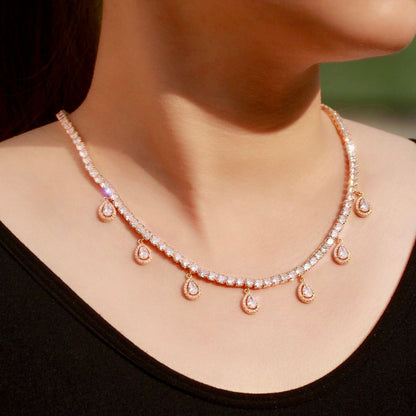 "Ilana" - Cubic Zirconia Bridal Necklace - Available in Silver and Gold