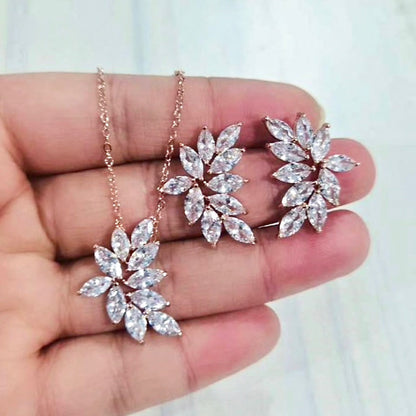 Poppy - Cubic Zirconia Bridal Necklace - Available in Silver, Rose Gold and Yellow Gold