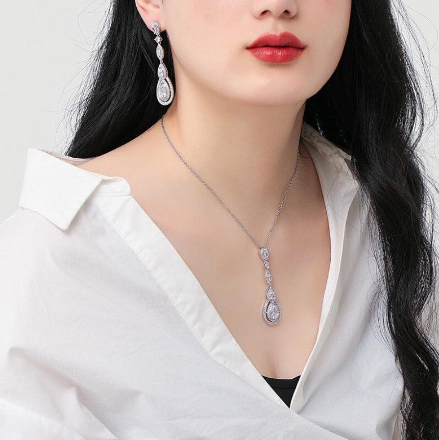 Amalfi - Cubic Zirconia Bridal Necklace - Available in Silver, Rose Gold and Yellow Gold