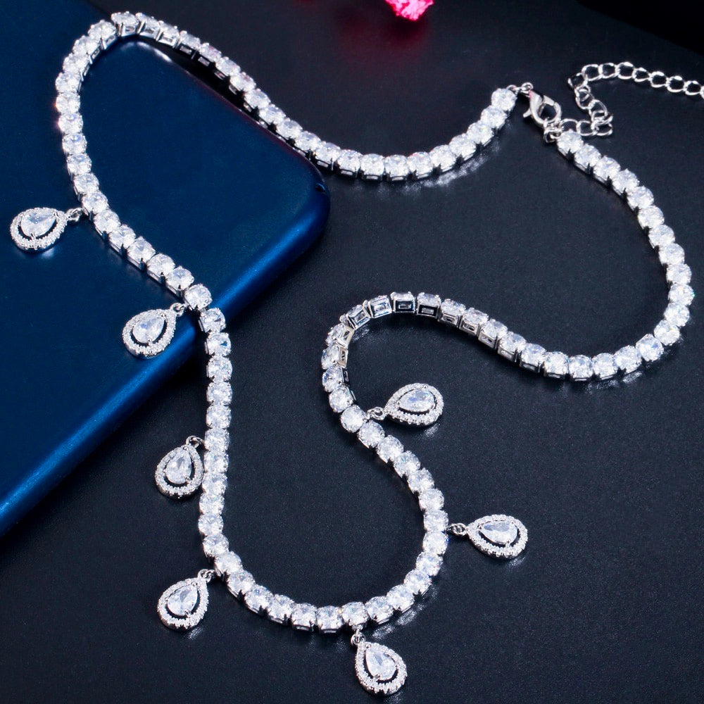 "Ilana" - Cubic Zirconia Bridal Necklace - Available in Silver and Gold