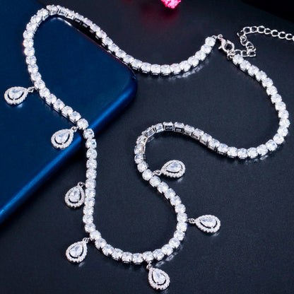 "Ilana" - Cubic Zirconia Bridal Necklace - Available in Silver and Gold