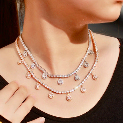 "Ilana" - Cubic Zirconia Bridal Necklace - Available in Silver and Gold
