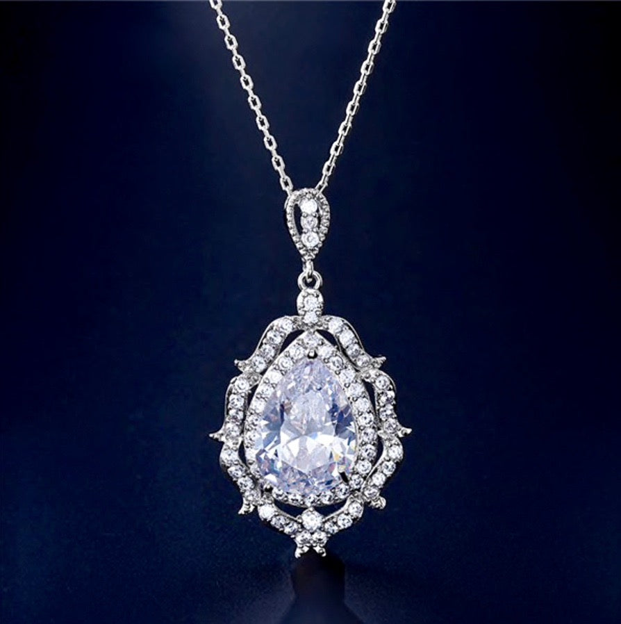 "Anise" - Cubic Zirconia Bridal Necklace - Available in Silver and Rose Gold