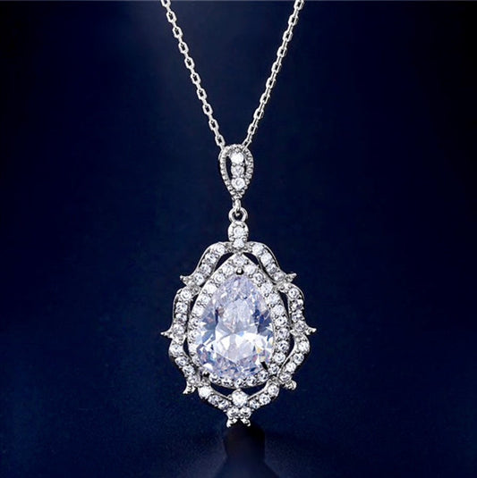"Anise" - Cubic Zirconia Bridal Necklace - Available in Silver and Rose Gold