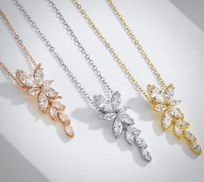 Vivienne - Cubic Zirconia Bridal Necklace - Available in Silver, Rose Gold and Yellow Gold