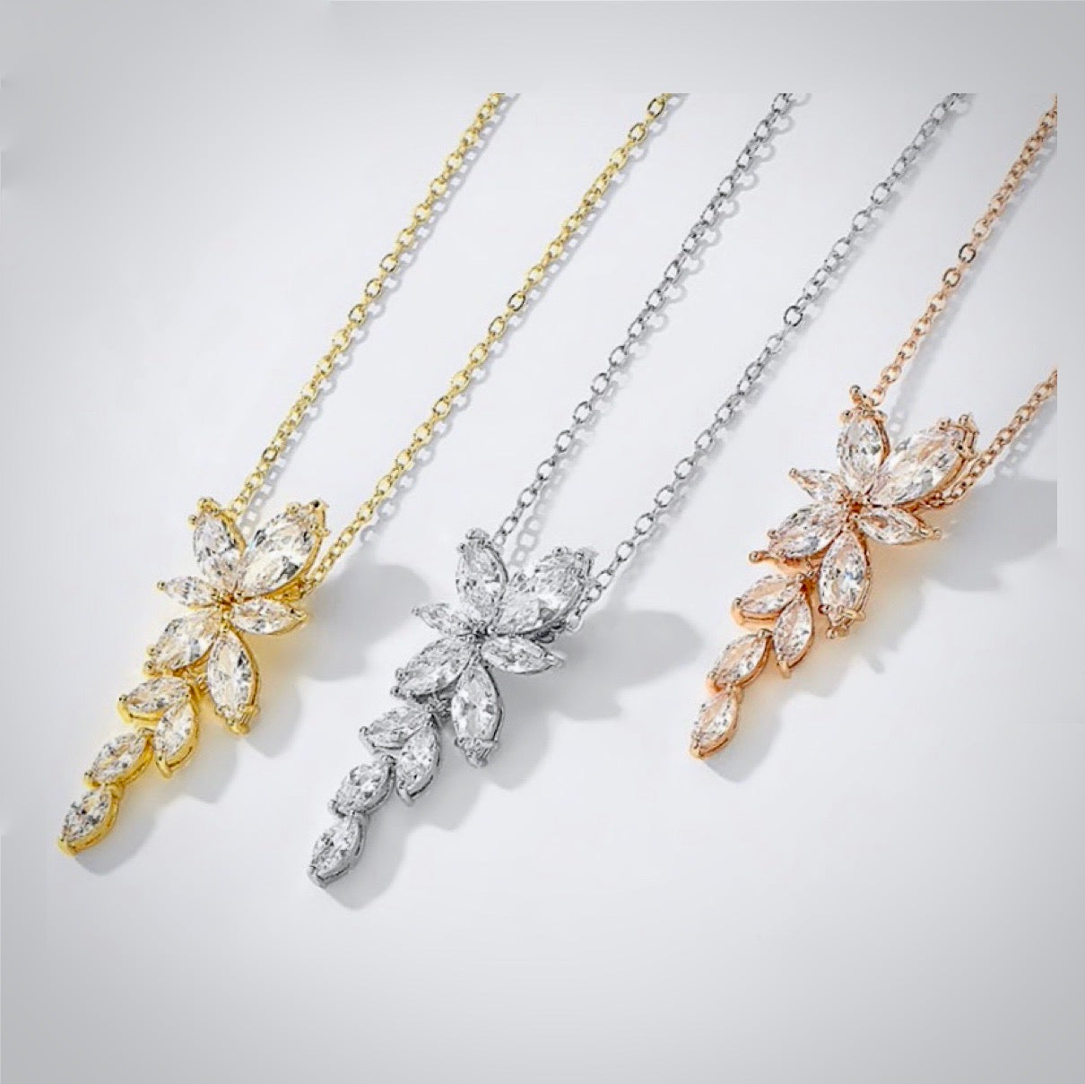 Vivienne - Cubic Zirconia Bridal Necklace - Available in Silver, Rose Gold and Yellow Gold