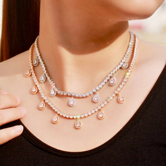 "Ilana" - Cubic Zirconia Bridal Necklace - Available in Silver and Gold