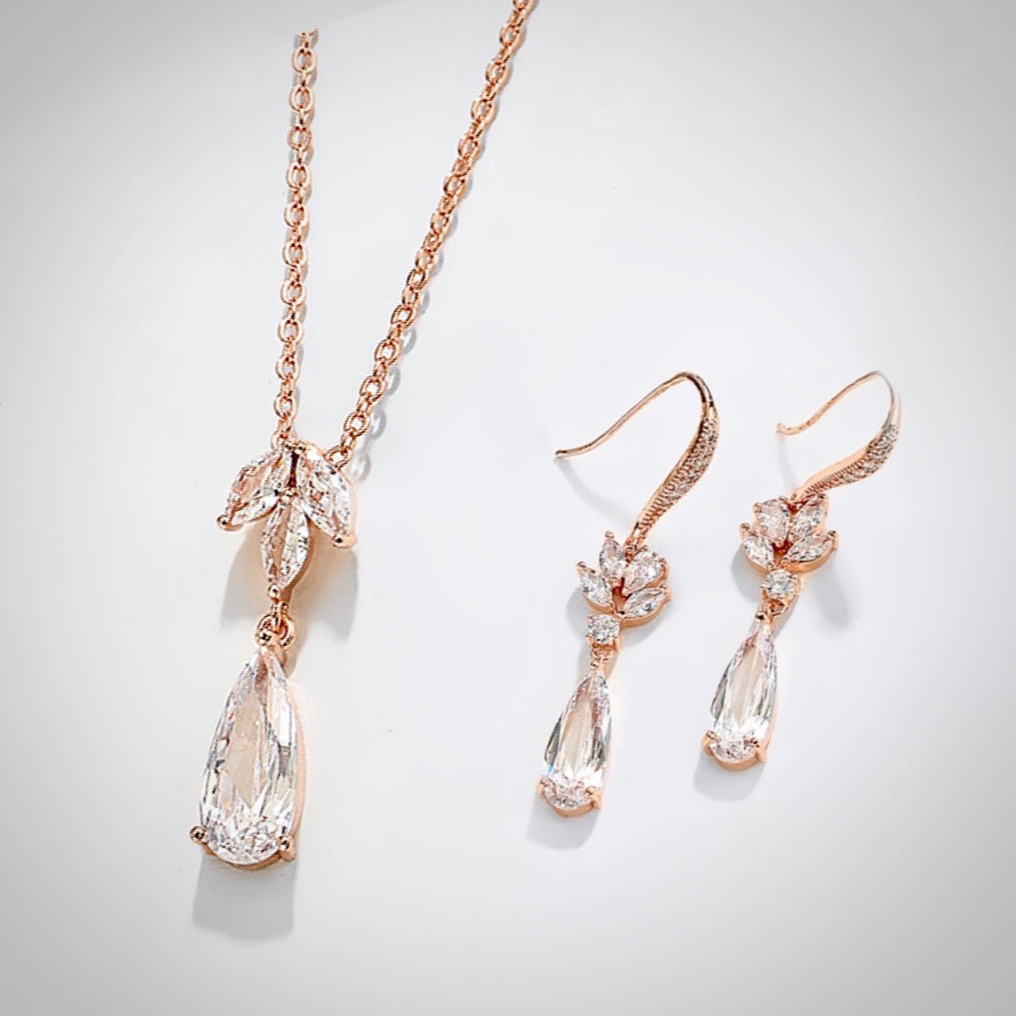 Solange - Cubic Zirconia Bridal Necklace - Available in Silver, Rose Gold and Yellow Gold