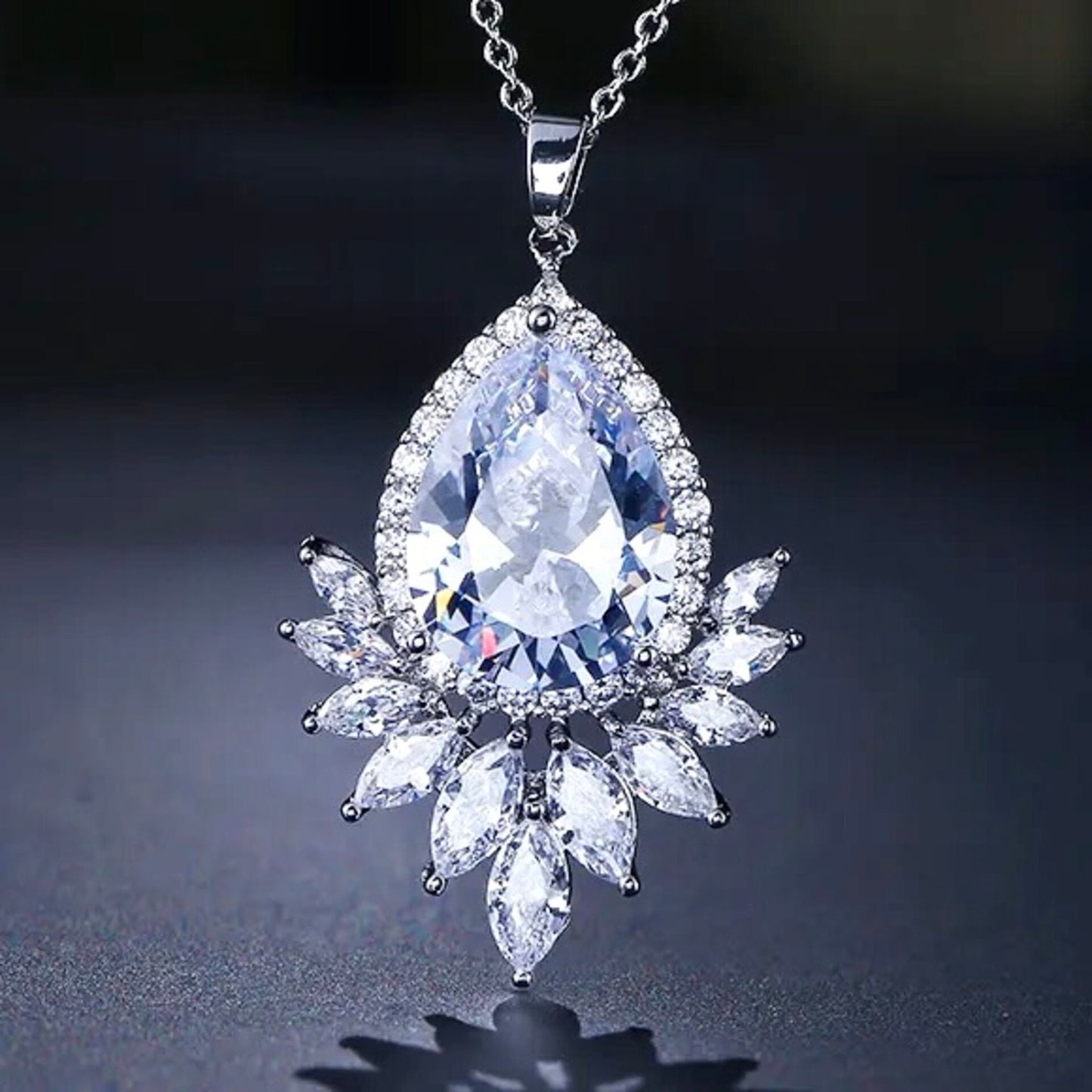 "Maiky" - Cubic Zirconia Bridal Necklace - Available in Silver, Rose Gold and Yellow Gold